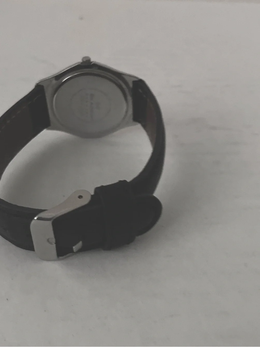 Skagen Unisex Quartz Silver Case Black Dial Watch with Black Leather Strap